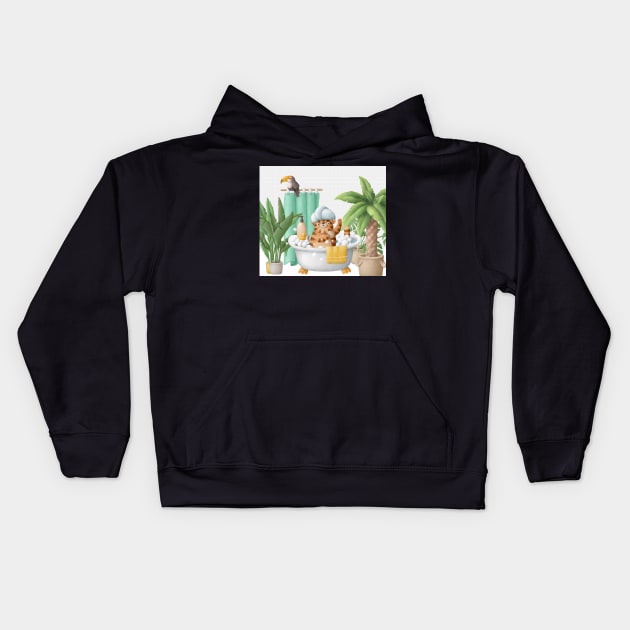 Cute Tiger İn Bath Kids Hoodie by CaptainPixel